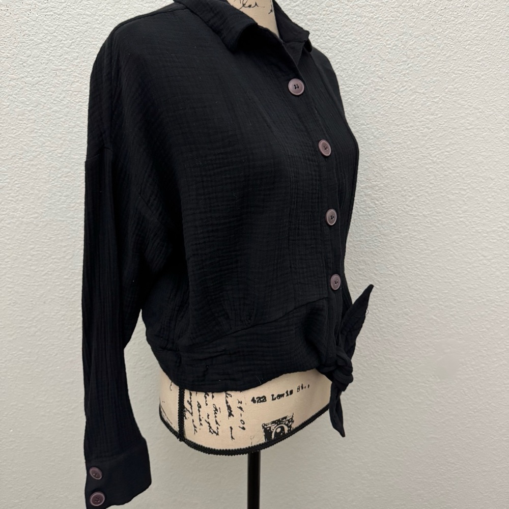 Free People Sunstreaks Tie Front Top Blouse Size Small - Picture 6 of 13